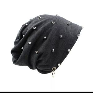 Black Punk spiked beanie cap